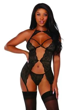 Guépière Dentelle Porte Jarretelles String