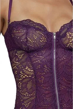 Guépière Prune Avec Zip Et Jarretières -SexToys Soldes guepiere prune avec zip et jarretieres 2