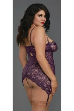 Guépière Prune Grande Taille Avec Zip Et Jarretières -SexToys Soldes guepiere prune grande taille avec zip et jarretieres 4
