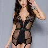 Guêpière Résille Et Dentelle Porte Jarretelles