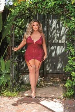 Guêpière Rouge Grande Taille ZiP Devant -SexToys Soldes guepiere rouge grande taille zip devant 2