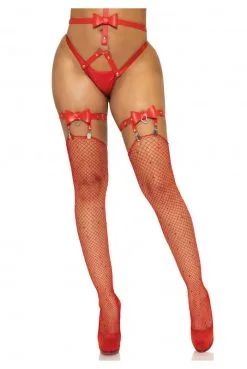 Jarretières Noeud Coeur Rouge Cuir Végétalien -SexToys Soldes jarretieres noeud coeur rouge cuir vegetalien 1