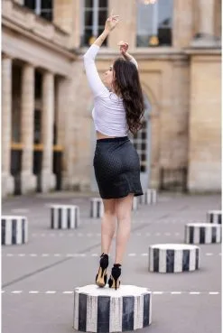 Jupe Courte Simili Cuir Micro Perforée Noir Stella -SexToys Soldes jupe courte simili cuir micro perforee noir stella 2