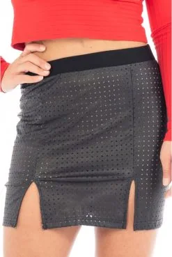 Jupe Courte Simili Cuir Micro Perforée Noir Stella -SexToys Soldes jupe courte simili cuir micro perforee noir stella 3