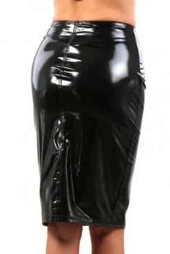 Jupe Fetish Vinyle 3/4 Crayon Fente à Zip Noir -SexToys Soldes jupe fetish vinyle 3 4 crayon fente a zip noir 2