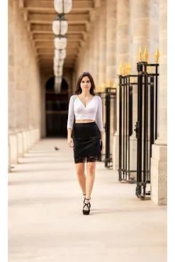 Jupe Longue Coté Fendu Noire Carolina