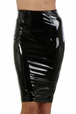 Jupe Longue Sexy Fendue Crayon Noir Vinyle Zip Dos -SexToys Soldes jupe longue sexy fendue crayon noir vinyle zip dos 2