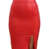 Jupe Longue Sexy Fendue Crayon Rouge