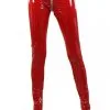 Legging Fetish Ouvert Entre Jambes Double ZiP Vinyle Rouge