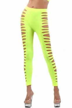 Legging Jaune Sexy Moulant Ajouré