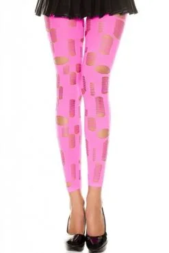 Legging Rose Fluo Ajouré Petits Et Grands Trous -SexToys Soldes legging rose fluo ajoure petits et grands trous 1