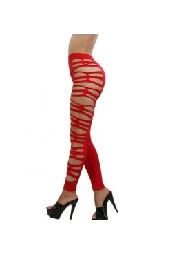 Legging Rouge Sexy Moulant Ajouré