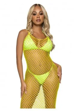 Maxi Robe Résille Longue Jaune -SexToys Soldes maxi robe resille longue jaune 2