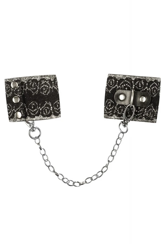 Menottes Argent Chaine Noir 2 Menottes Argent Chaine Noir – Image 2