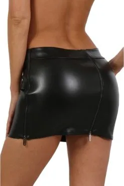 Mini Jupe Noire Simili Cuir 4 Zips -SexToys Soldes mini jupe noire simili cuir 4 zips 2