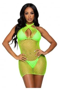 Mini-Robe Dos Nu Filet Vert Néon