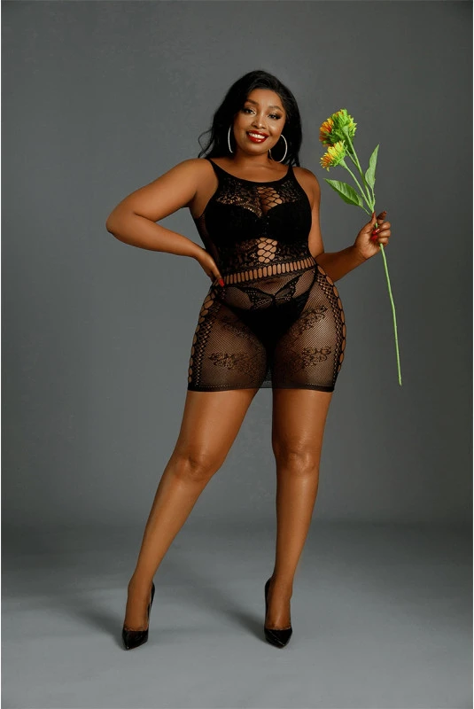 Mini Robe Lingerie Ultra Sexy Résille Grande Taille Queen Size 1 Mini Robe Lingerie Ultra Sexy Résille Grande Taille Queen Size