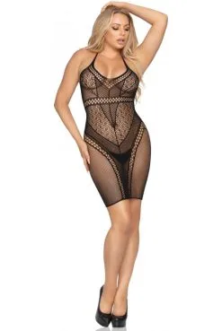 Mini Robe Multi Résille Col Halter Blanche Ou Noire -SexToys Soldes mini robe multi resille col halter blanche ou noire 6