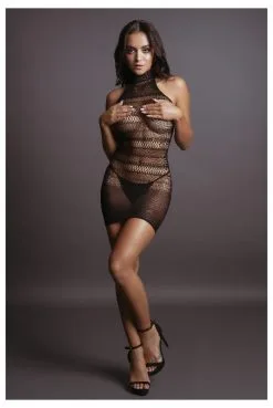 Mini Robe Résille Col Dentelle -SexToys Soldes mini robe resille col dentelle 2