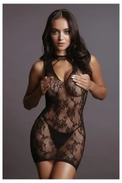 Mini Robe Sexy Résille Florale