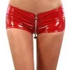 Mini Short Fetish Vinyle Rouge Double Zip