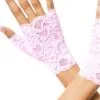 Mitaine Gants Rose Doigts Ouverts Dentelle Florale