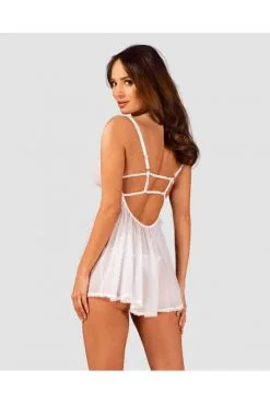 Nuisette Babydoll Blanche Heavenlly -SexToys Soldes nuisette babydoll blanche heavenlly 5