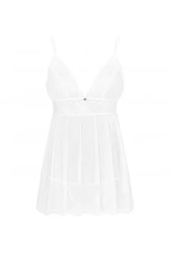Nuisette Babydoll Blanche Heavenlly -SexToys Soldes nuisette babydoll blanche heavenlly 6