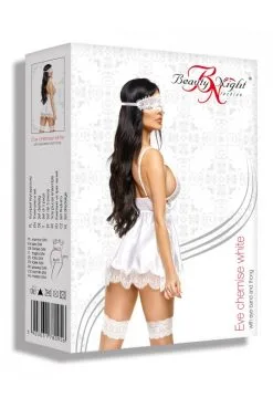 Nuisette Blanche BabyDoll Eve Et Masque Beauty Night -SexToys Soldes nuisette blanche babydoll eve et masque beauty night 5