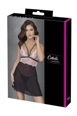 Nuisette Classique Résille Noire Et Dentelle Rose String Noir -SexToys Soldes nuisette classique resille noire et dentelle rose string noir 4