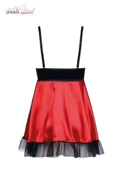 Nuisette Dentelle Et Satin Rouge Et Noir Lisbeth -SexToys Soldes nuisette dentelle et satin rouge et noir lisbeth 3