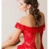 Nuisette Dentelle Rouge épaules Nues