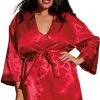Nuisette Et Peignoir Satin Rouge