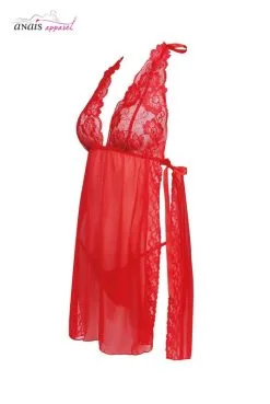 Nuisette Fendue Rouge Belinda -SexToys Soldes nuisette fendue rouge belinda 2