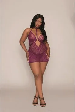 Nuisette Grande Taille Dentelle Et Résille -SexToys Soldes nuisette grande taille dentelle et resille 2