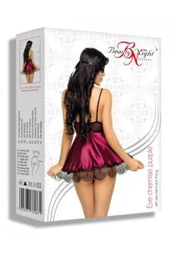 Nuisette Grenat BabyDoll Eve Et Masque Beauty Night -SexToys Soldes nuisette grenat babydoll eve et masque beauty night 5