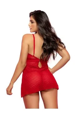 Nuisette Imprimée Petits Coeurs Rouge -SexToys Soldes nuisette imprimee petits coeurs rouge 4