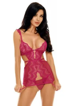 Nuisette Jarretelles Violette Peyton