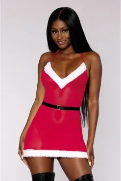 Nuisette Mère Noël Sexy Et Coquine Ceinture Satinée -SexToys Soldes nuisette mere noel sexy et coquine ceinture satinee 2