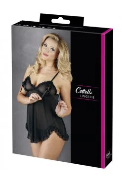 Nuisette Transparente Résille Et Dentelle Noire String -SexToys Soldes nuisette transparente resille et dentelle noire string 4