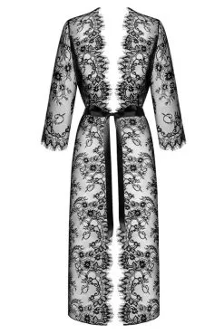 Peignoir Déshabbillé Long Dentelle Noir Lashy -SexToys Soldes peignoir deshabbille long dentelle noir lashy 2