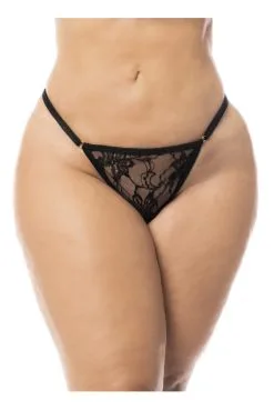 Peignoir Déshabillé Court Grande Taille Dentelle Noire Transparente Et String Assorti -SexToys Soldes peignoir deshabille court grande taille dentelle noire transparente et string assorti 5