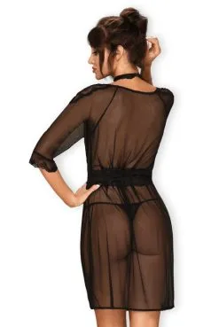 Peignoir Déshabillé Transparent Noir Lucita -SexToys Soldes peignoir deshabille transparent noir lucita 1