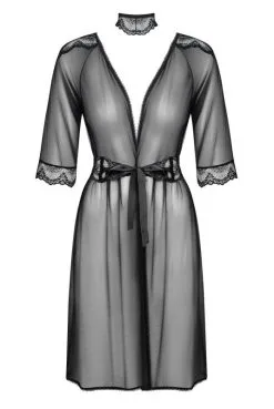 Peignoir Déshabillé Transparent Noir Lucita -SexToys Soldes peignoir deshabille transparent noir lucita 2