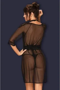 Peignoir Déshabillé Transparent Noir Lucita -SexToys Soldes peignoir deshabille transparent noir lucita 6