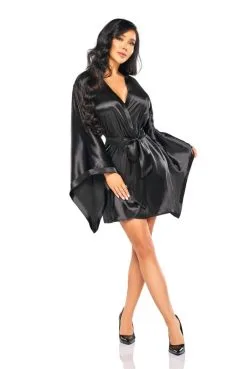 Peignoir Kimono Samira Noir -SexToys Soldes peignoir kimono samira noir 4