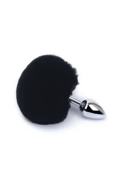 Plug Anal Alu Pompon Noir Taille S