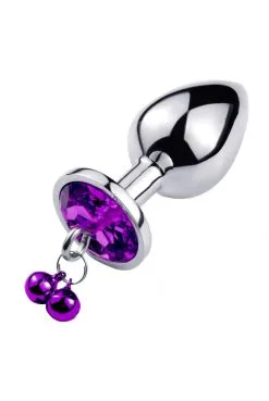 Plug Bijou Aluminium Violet Avec Clochettes Taille S