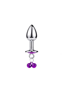 Plug Bijou Aluminium Violet Avec Clochettes Taille S -SexToys Soldes plug bijou aluminium violet avec clochettes taille s 3