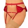 Porte Jarretelles String Ouvert Rouge Noeuds Rubinesa